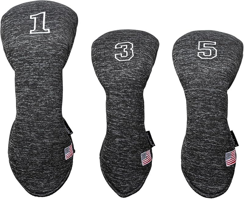Golf Head Covers Driver Fairway #3#5 Hybrid USA Flag Memory Foam, for Men Women (Grey or White)