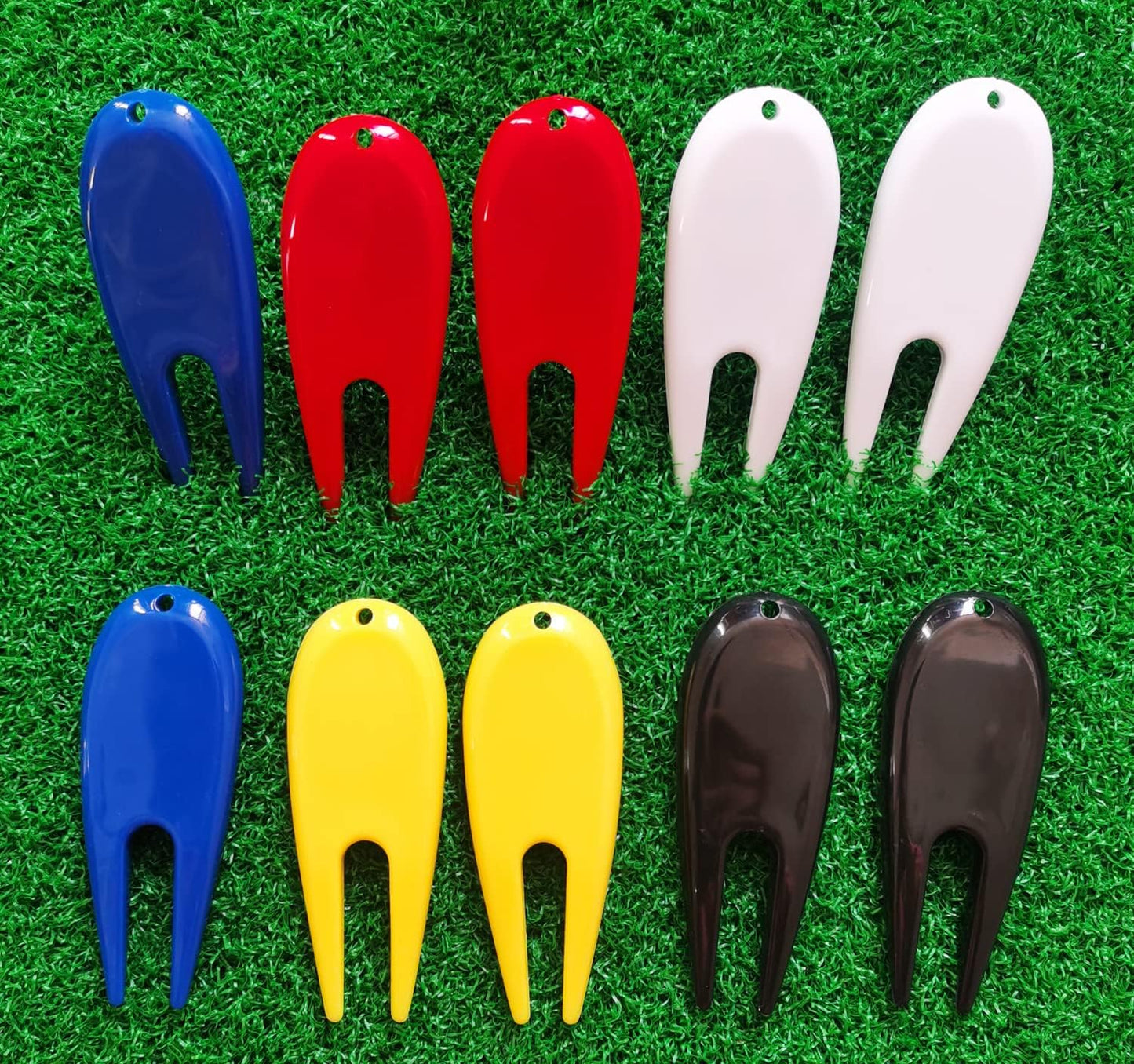 Adhere Golf Divot Repair Tools Plastic Golf Pitchforks 5 Colours Mix Pack