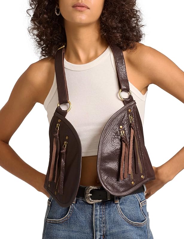 Harness for Women Genuine Leather with Pocket Steampunk Vest
