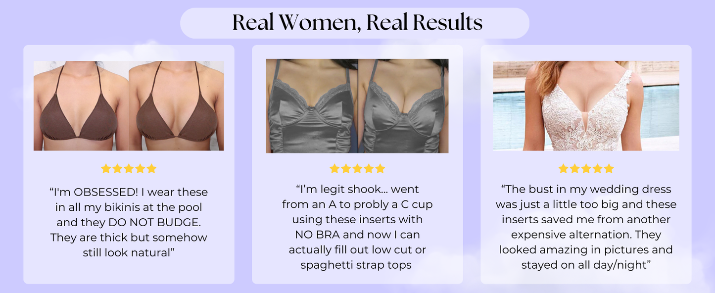 love & nuuna Double Sided Sticky Push Up Bra Inserts - Reusable Adhesive Bra with Padding - Sticky Bra for Dresses Bikinis