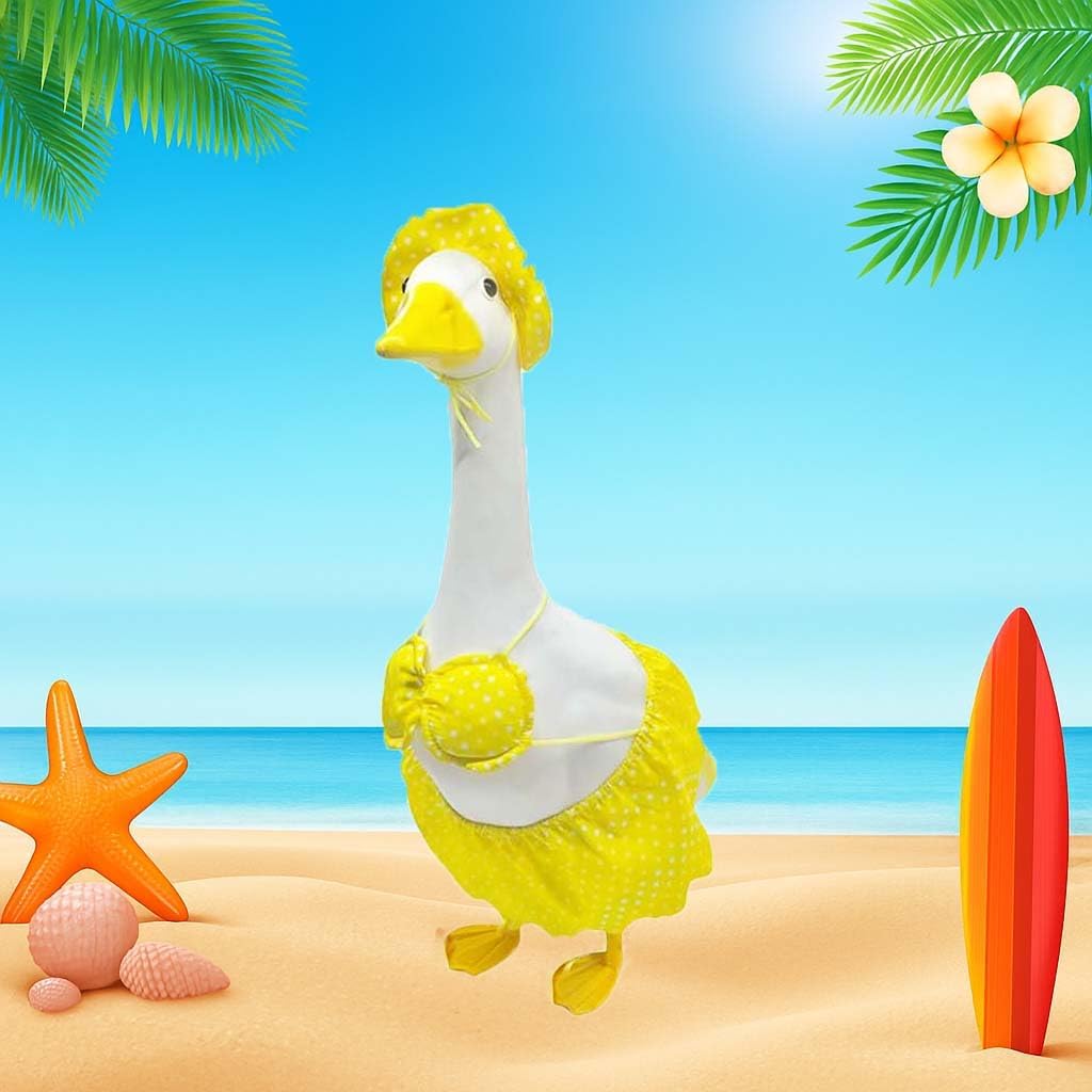 Porch Goose Summer Outfit, Porch Goose Clothes with Yellow Polka Dot, for 23"/17" Lawn Goose Statue,Goose Clothes for Yard Goose