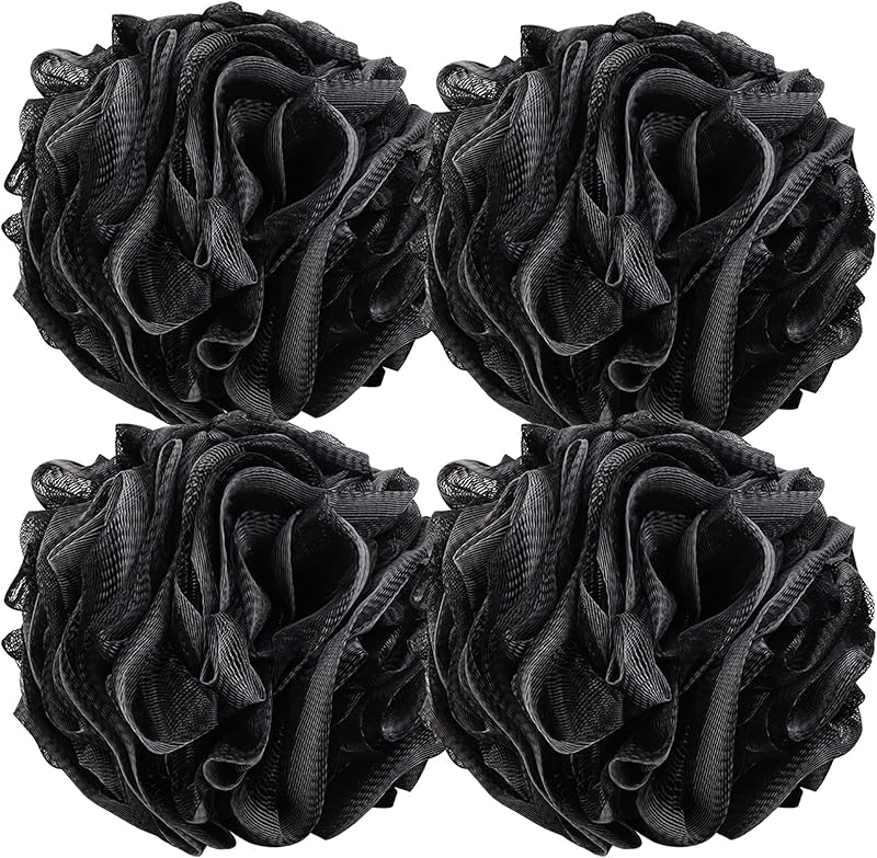 BTYMS 4 Pieces Shower Loofahs Bath Sponges 60g/pcs Mesh Puffs Body Scrub Luffas Bath Scrunchies for Shower Exfoliate