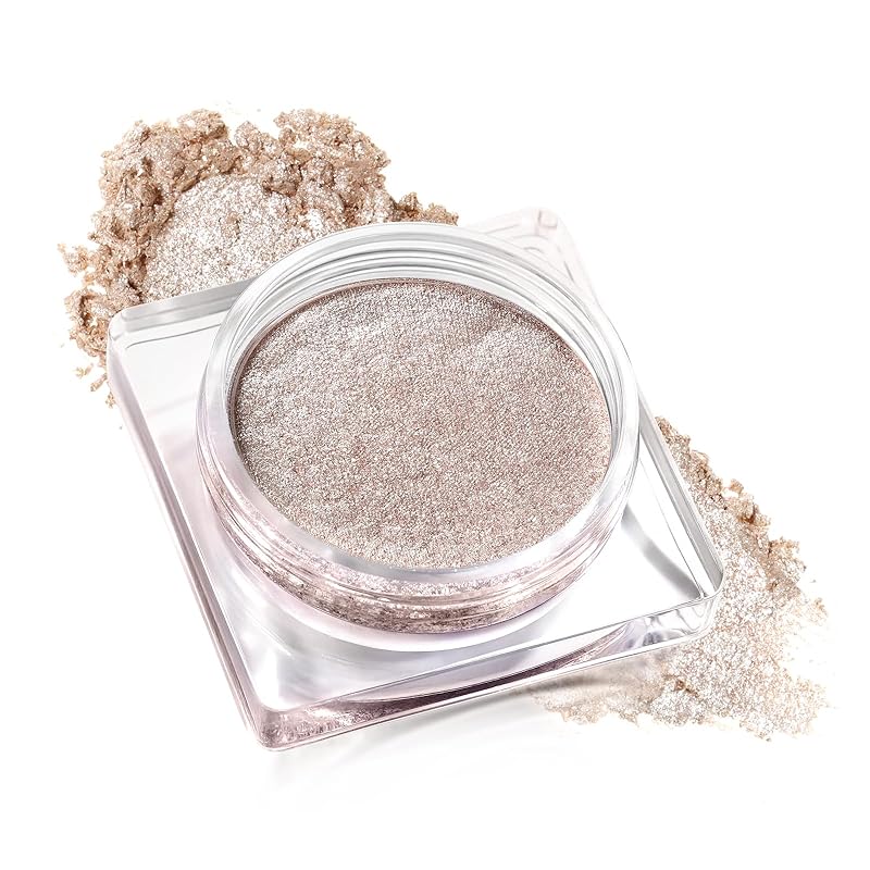 Single Shimmer Cream Eyeshadow, Rose Metallic Highly Pigmented Monochrome Eye shadow Palette, Blendable Sparkly Eye Glitter Waterproof Natural Mini EyeMakeup Brightener Highlighter for 24 hours makeup