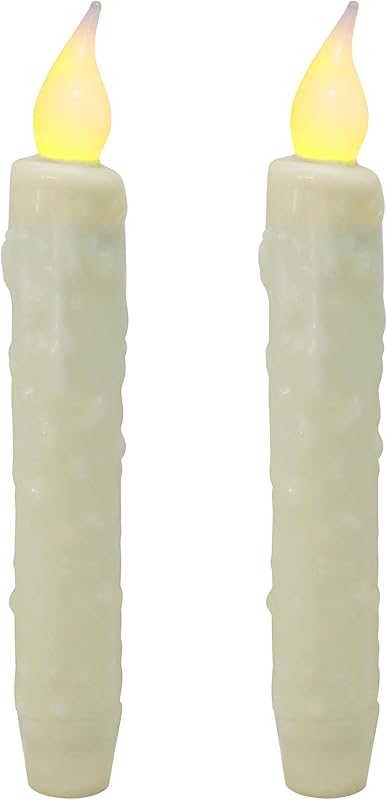 CVHOMEDECO. Real Wax Hand Dipped Battery Operated LED Timer Taper Candles Country Primitive Flameless Lights Décor, 6-3/4 Inch, Matt Black, 3 PCS in a Package