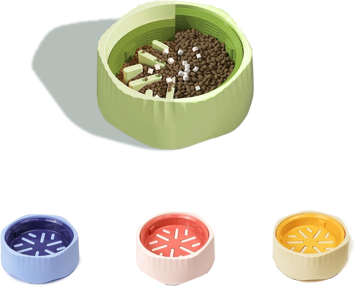 Slow Feeding Dog Bowl for Large, Separable Cat Interactive Puzzle Design,Non-Slip Durable Dog Food Bowl, Easy Clean Design to Prevent Puppies from Overeating, 100% BPA Free (Green)