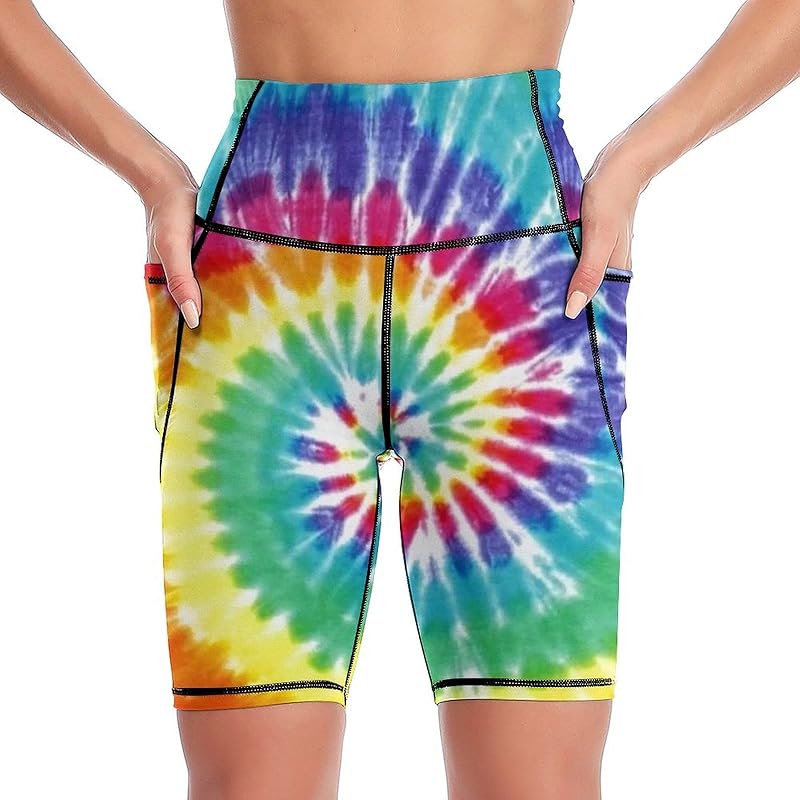 High Waist Workout Yoga Shorts for Women with Pockets Tummy Control Yoga Leggings Running Gym Biker Shorts