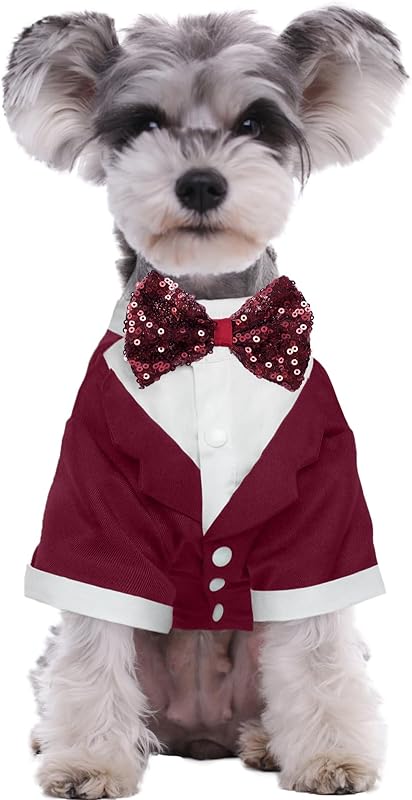 Kuoser Dog Tuxedo,Dog Wedding Suit with Bow Tie Formal Dogs Tux Pet Wedding Party Birthday Costume,Doggy Valentines Christmas Halloween Graduation Outfit Cosplay for Small Medium Large Dogs,Black L