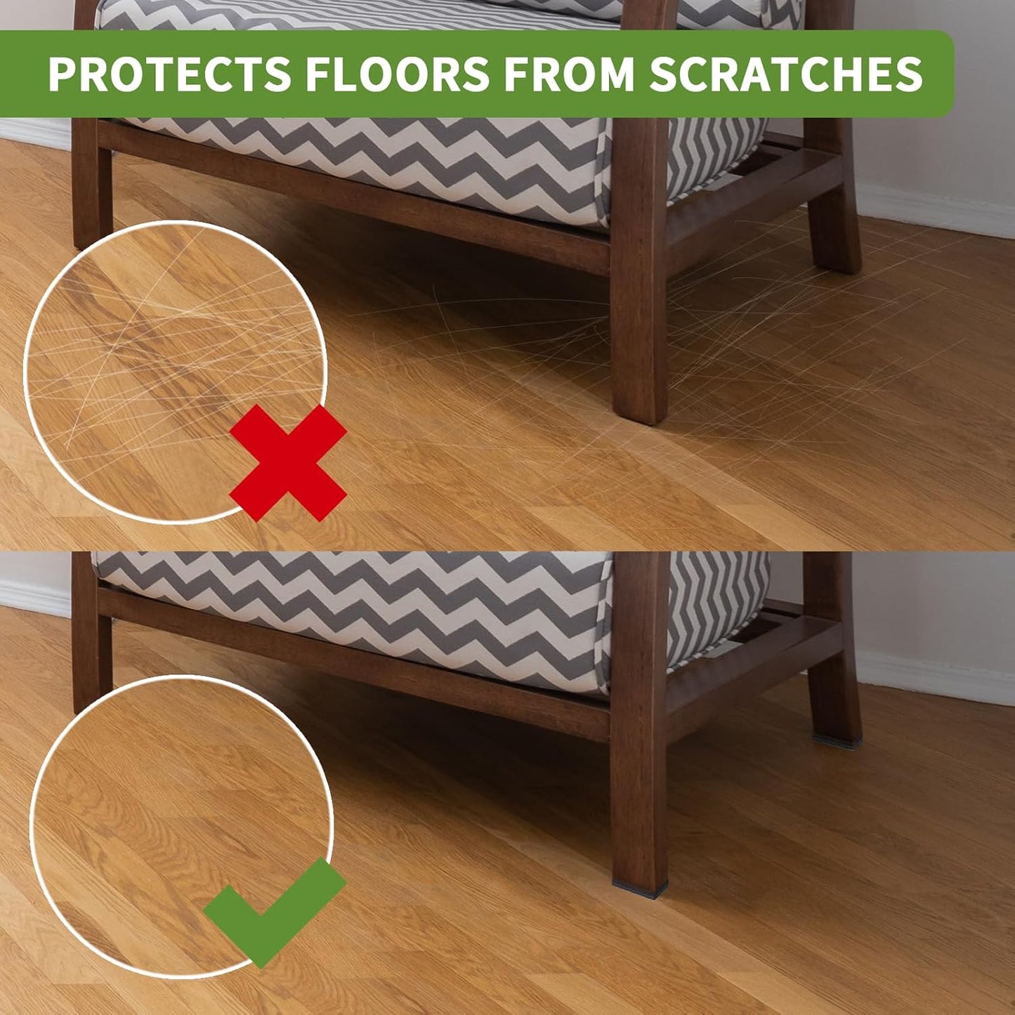 Non Slip Furniture Pads 16 PCS 2'' Square - Anti Slip Furniture Pads - Self Adhesive Rubber Feet Furniture Feet - Chair Leg Floor Protectors - Keep Furniture in Place