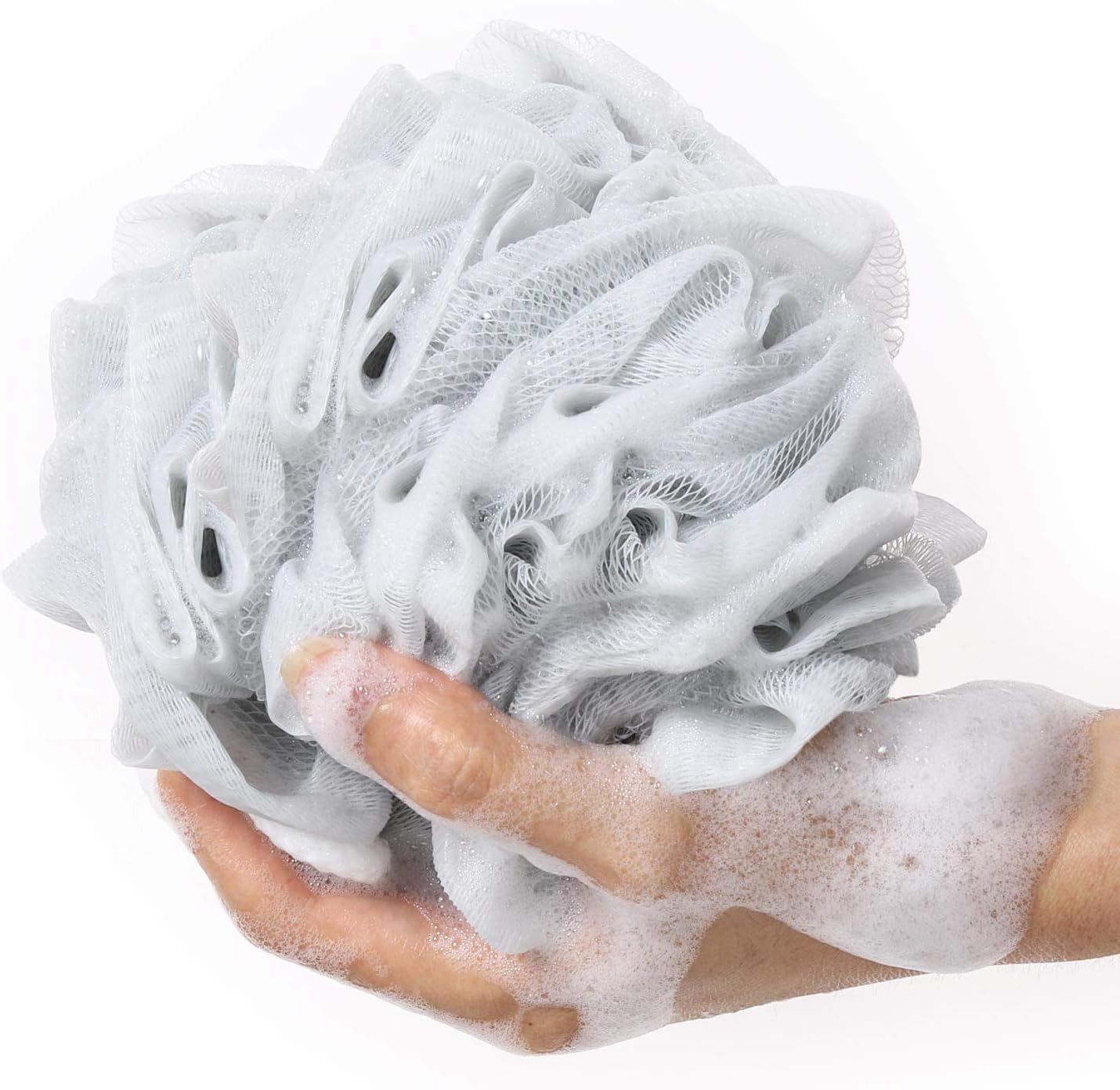 BTYMS 4 Pieces Shower Loofahs Bath Sponges 60g/pcs Mesh Puffs Body Scrub Luffas Bath Scrunchies for Shower Exfoliate