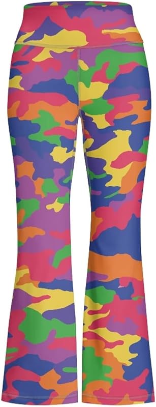 Girls' Athletic Leggings Bell Bottoms Kids Dance Running Yoga Pants High Waisted Workout Active Dance Tights