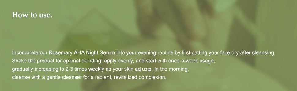 KAINE Rosemary AHA Night Serum | Lactic Acid & Rosemary Leaf Extract Serum for Face - Mildly Exfoliates without Drying for Radiant, For Acne Prone, Sensitive Skin, Korean Skin Care, 30mL / 1.01 fl oz