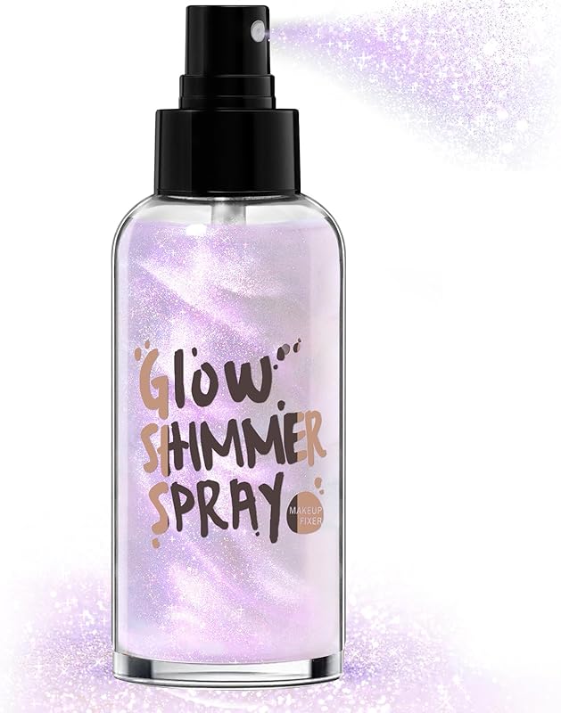 Body Glitter Spray - Bronze Body Shimmer for Face, Hair & Body, Moisturizing Luminizer Glow Illuminator, Quick-Drying Sparkling Glitter Spray Liquid Highlighter Makeup (#04)
