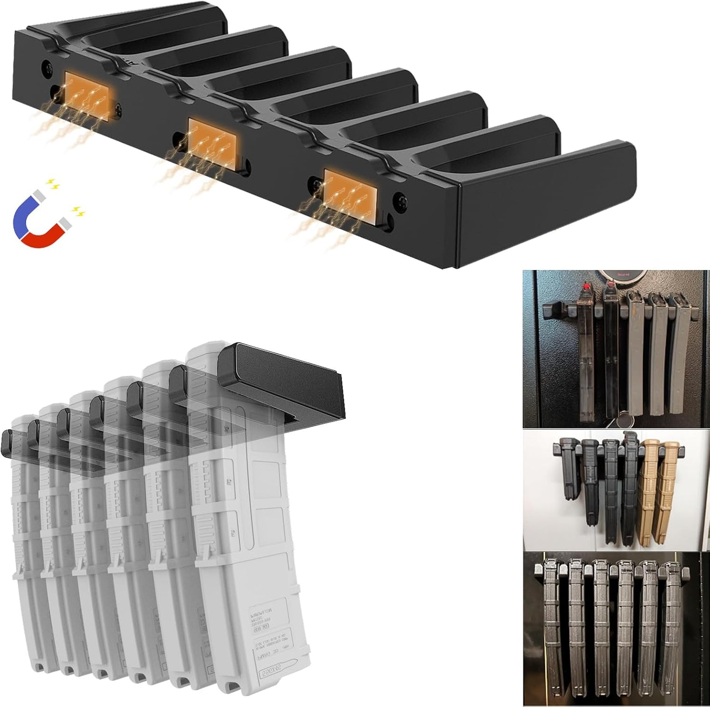 PMAG Wall Mount,AR Mag Holder, Mag Storage Rack for Amend 2, Hexmags, MFTmags,Magazine Display for PMAG 30 Round 5.56 223
