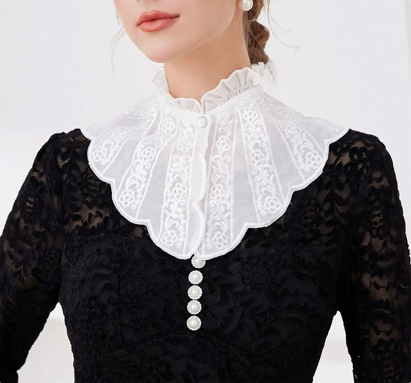 WENLOOY Retro Hollow Out Lace Floral False Collar Detachable Fake Collar for Women Girl