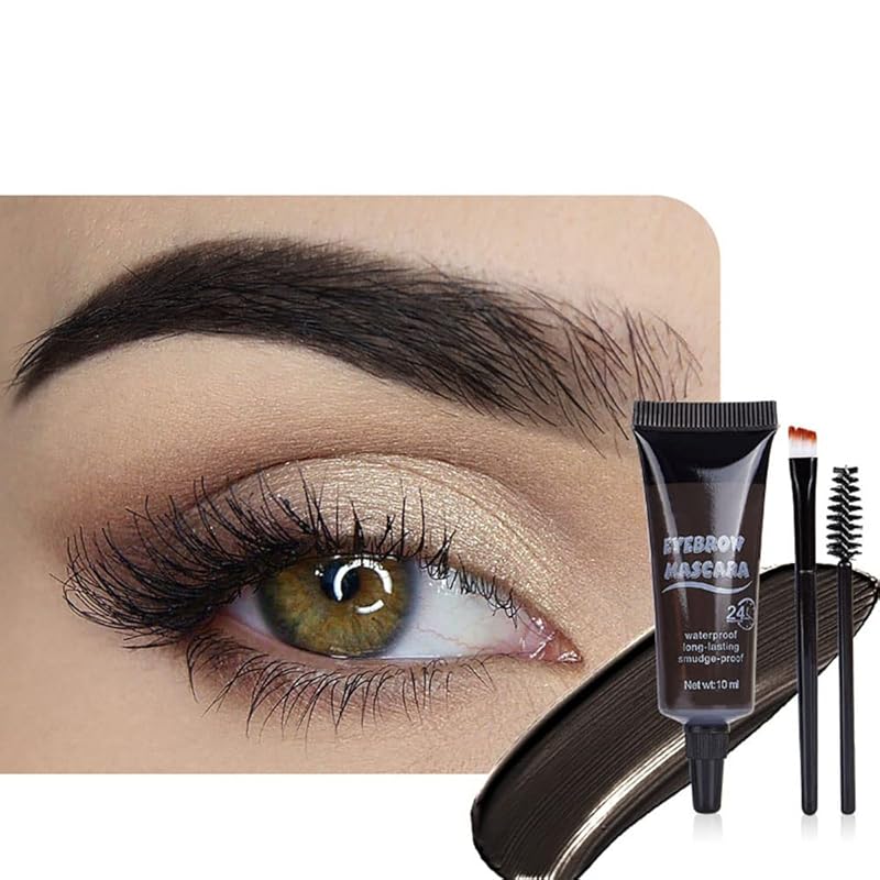 Tinted Thickening Eyebrow Mascara with Two Eyebrow Brushes,Brow Fast Sculpt,Waterproof,Transfer-proof,Eyebrow Tinting Kit- Cruelty Free - Light Medium Brown (1 Pack) (1Pc 01#Brown)