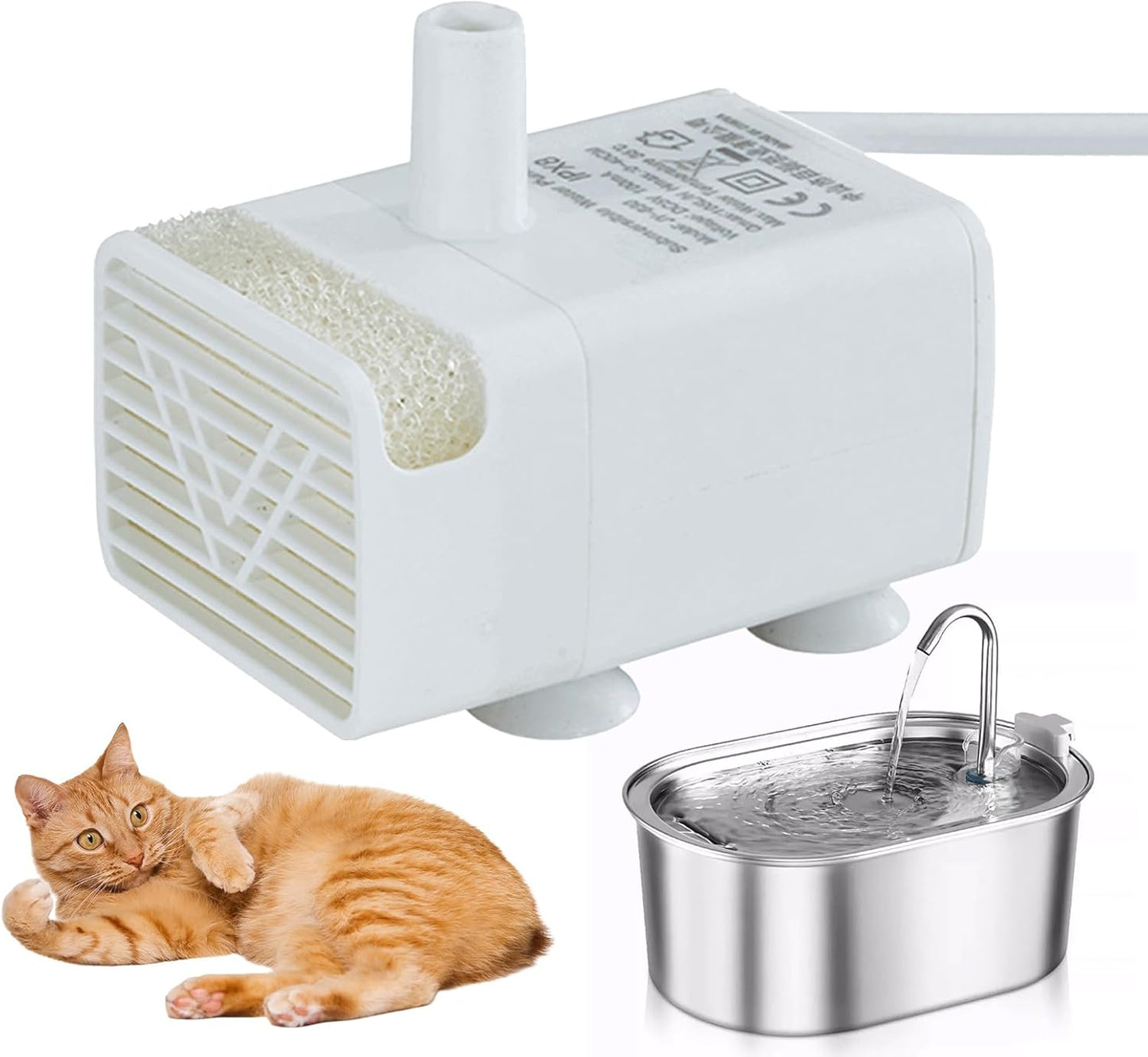 Katzen Trinkbrunnen Pumpe - Ersatzpumpe Für Katzenbrunnen Tränkesysteme | Leiser Energiesparender Tauchmotor Mit Niedrigem Stromverbrauch