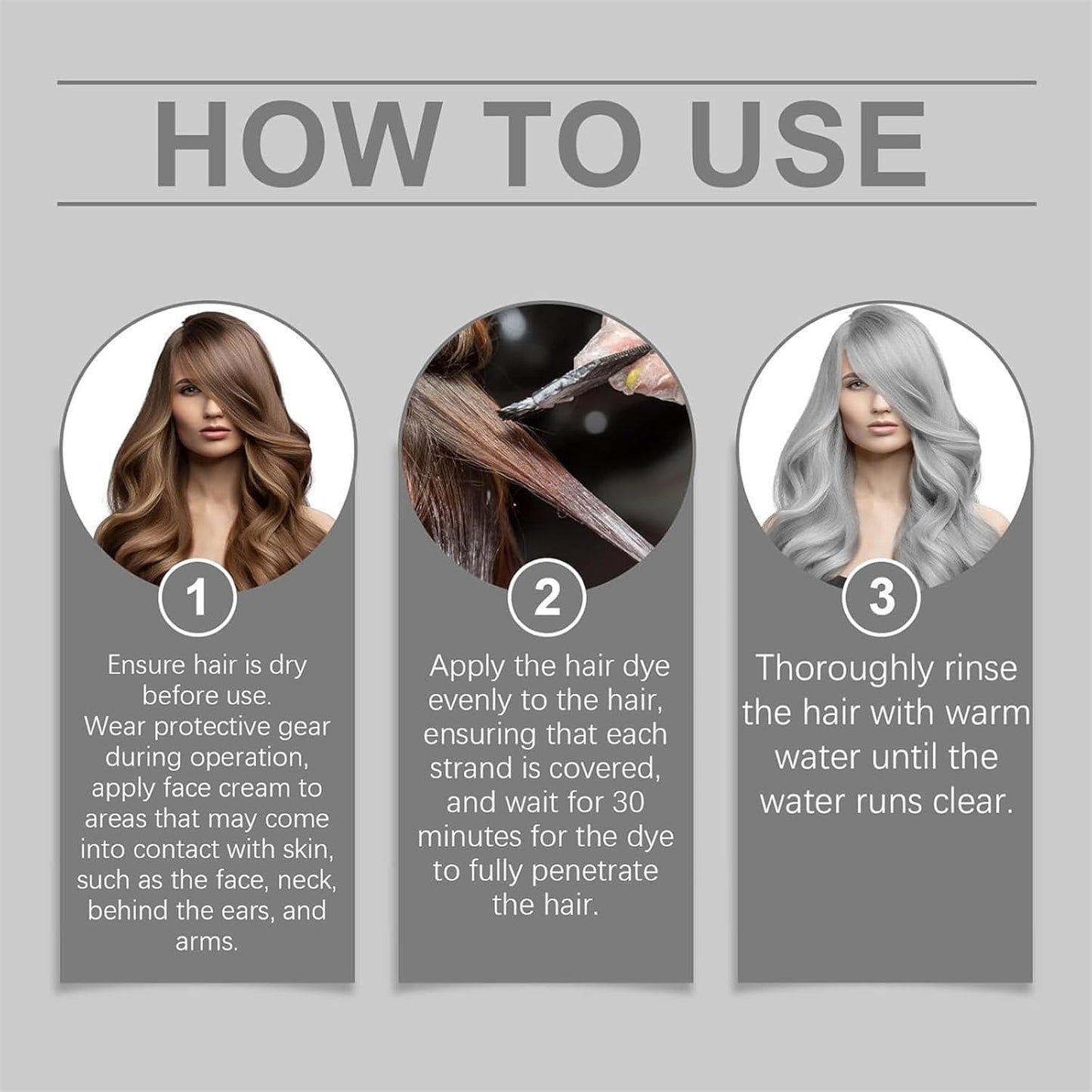 2 in 1 Natural Essence Extract Silver Hair Dye, Silver Metallic Hair Dye, Silver Gray Natural Hair Dye Cream, Fashion Silver Gray Hair Dye Permanent, for All Hair Types (Silver, 1Pcs)