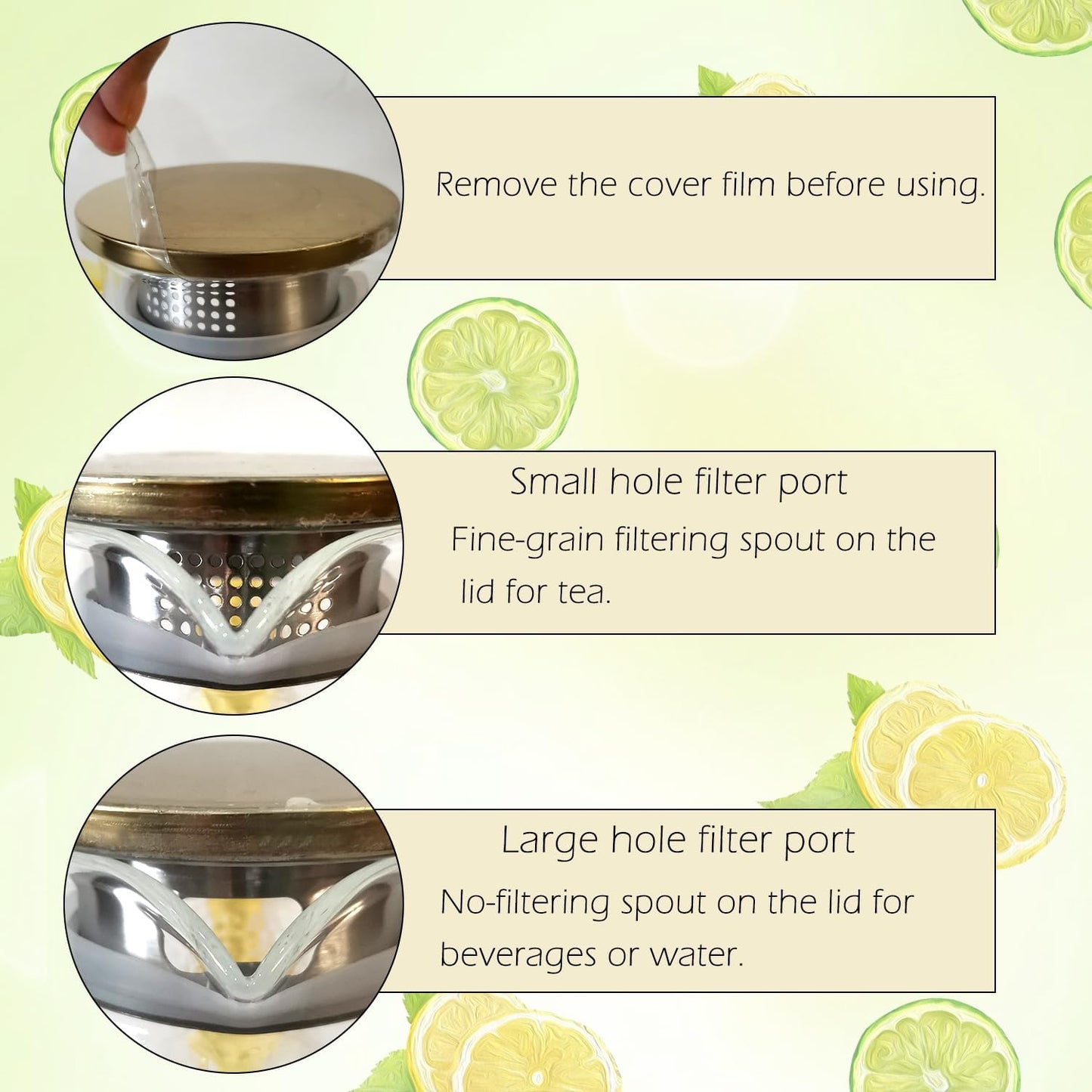 WHJY Fridge Door Glass Water Pitcher With Lid - 1.5 Liter/50oz With Handle for Ice Tea, Lemonade, Juice, Coffee, Milk