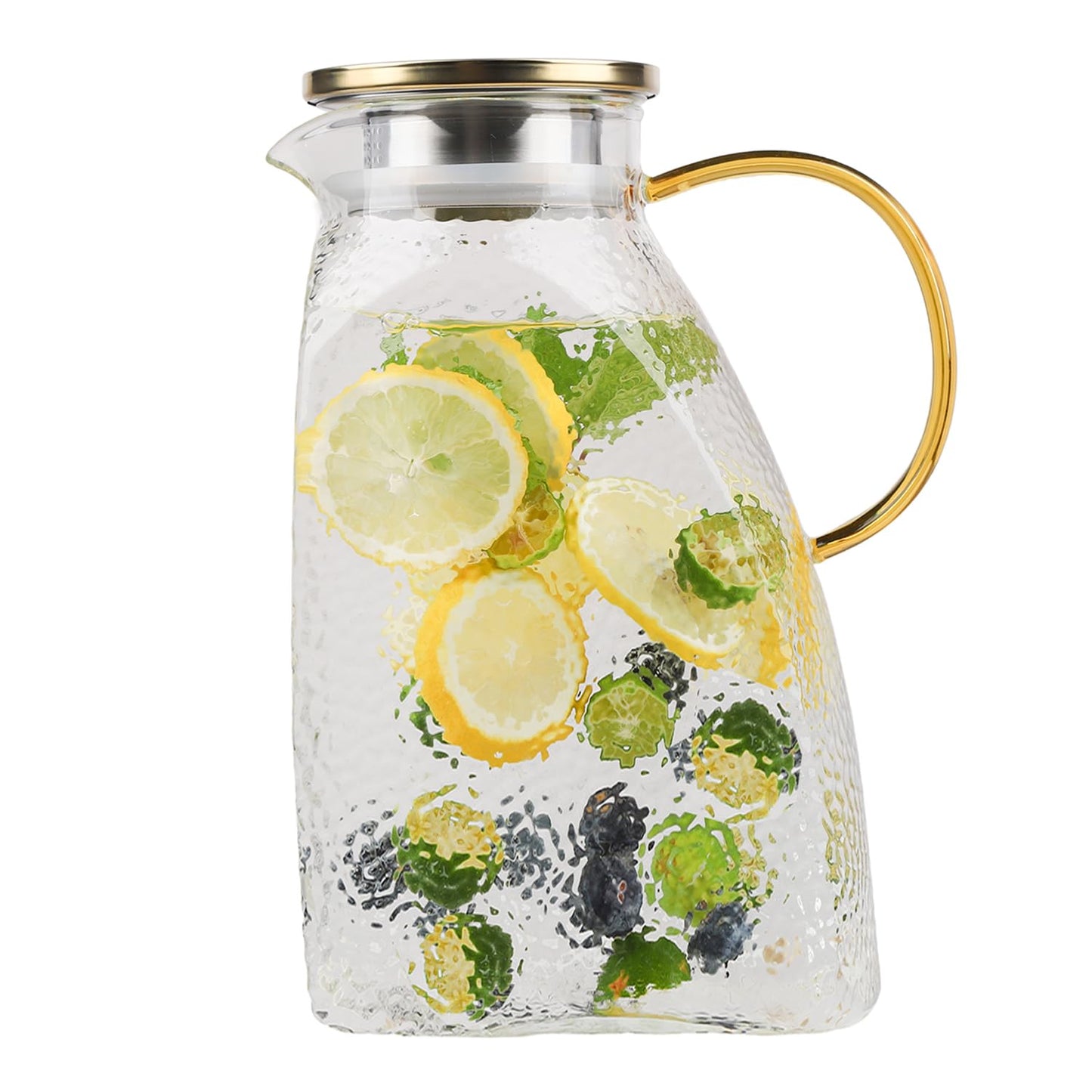 WHJY Fridge Door Glass Water Pitcher With Lid - 1.5 Liter/50oz With Handle for Ice Tea, Lemonade, Juice, Coffee, Milk