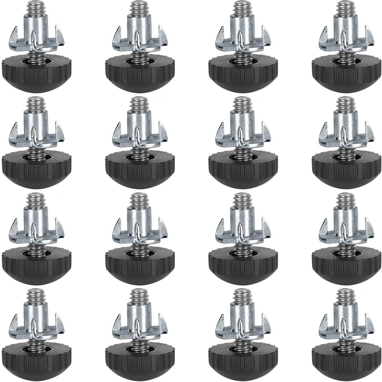 Anwenk Furniture Levelers Adjustable Furniture Feet Leveling Table Chair Levelers T-Nut Leg Levelers with High-Density Felt, 1/4-20x1" Threaded Shank T-Nuts,12 Pack