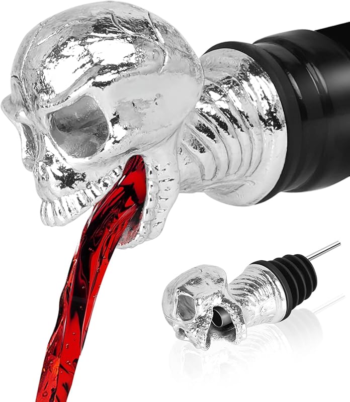 Skull Wine Aerator Pourer Spout, Olive Oil Liquor Bottle Decanter, Gold Plated Creative Gifts for Alcohol Spirits Whiskey Lover