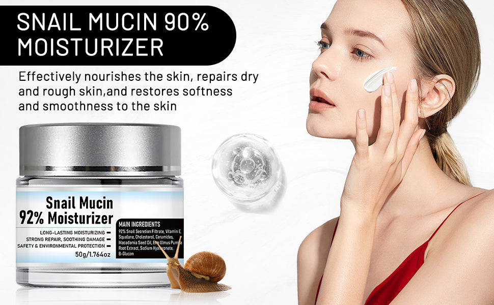 Snail Mucin 92% Moisturizer Daily Face Moisturizer,Hydrating Repair Face Gel Cream, Baba de Caracol Original, Advanced Snail 92 All In One Cream