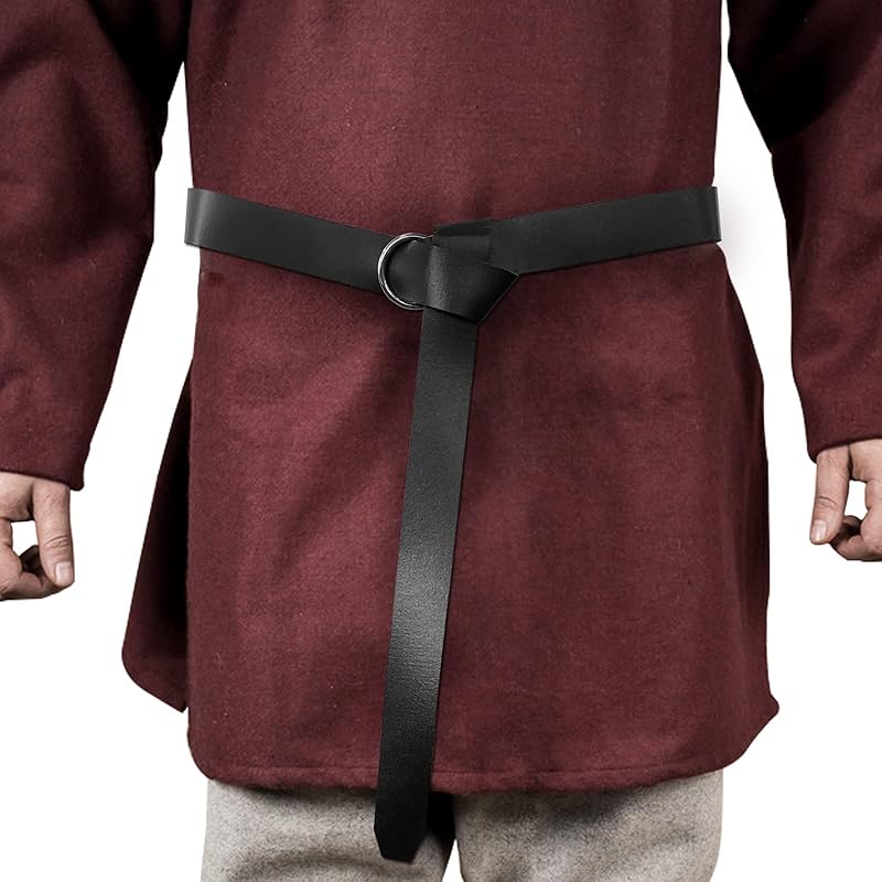 HiiFeuer Medieval PU Leather Ring Belt, Retro Renaissance Rivets Belt for LARP, Ren Faire & Parties