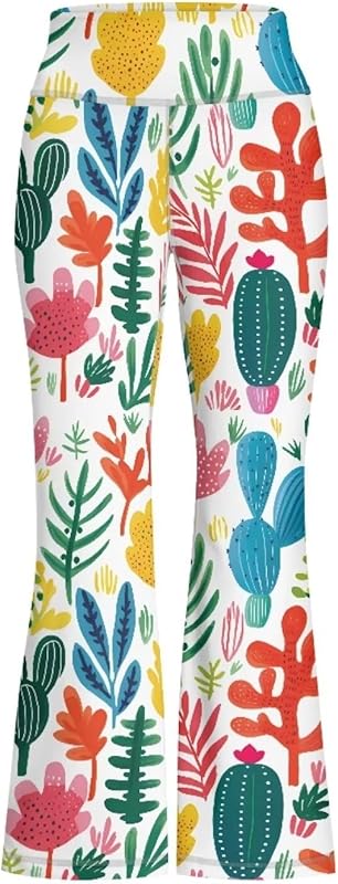 Girls' Athletic Leggings Bell Bottoms Kids Dance Running Yoga Pants High Waisted Workout Active Dance Tights