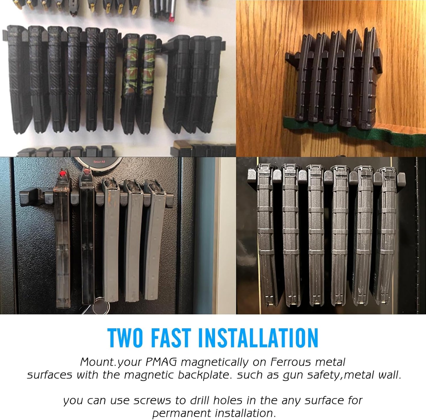 PMAG Wall Mount,AR Mag Holder, Mag Storage Rack for Amend 2, Hexmags, MFTmags,Magazine Display for PMAG 30 Round 5.56 223
