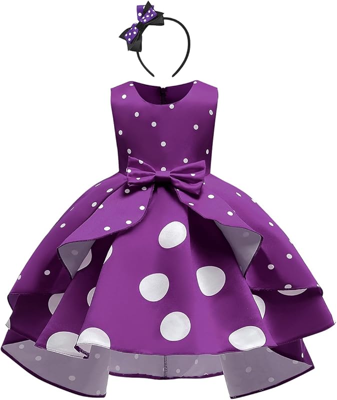 IBTOM CASTLE Baby Girl Polka Dots Princess Costume Birthday Fancy Dress up Party Cosplay Ears Dance Clothing Set