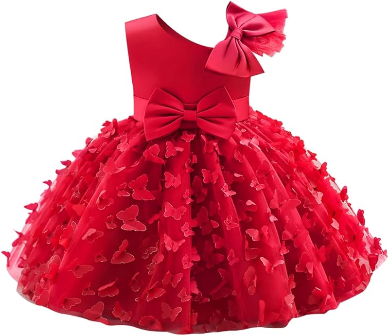 Toddler Baby Girl Butterfly Tutu Dress Bowknot Princess Flower Girl Wedding Pageant Birthday Party Dresses