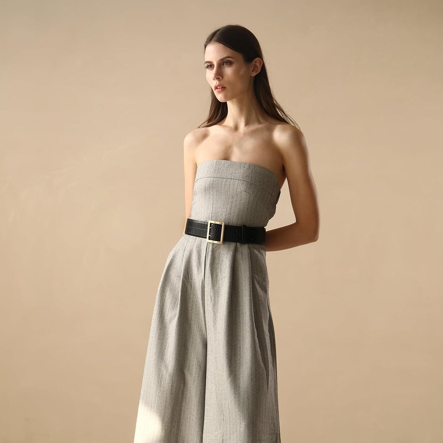 Wide Belts for Women Leather Wide Belts Fashion Thick Black Belt With Gold Buckle Belt for Dresses