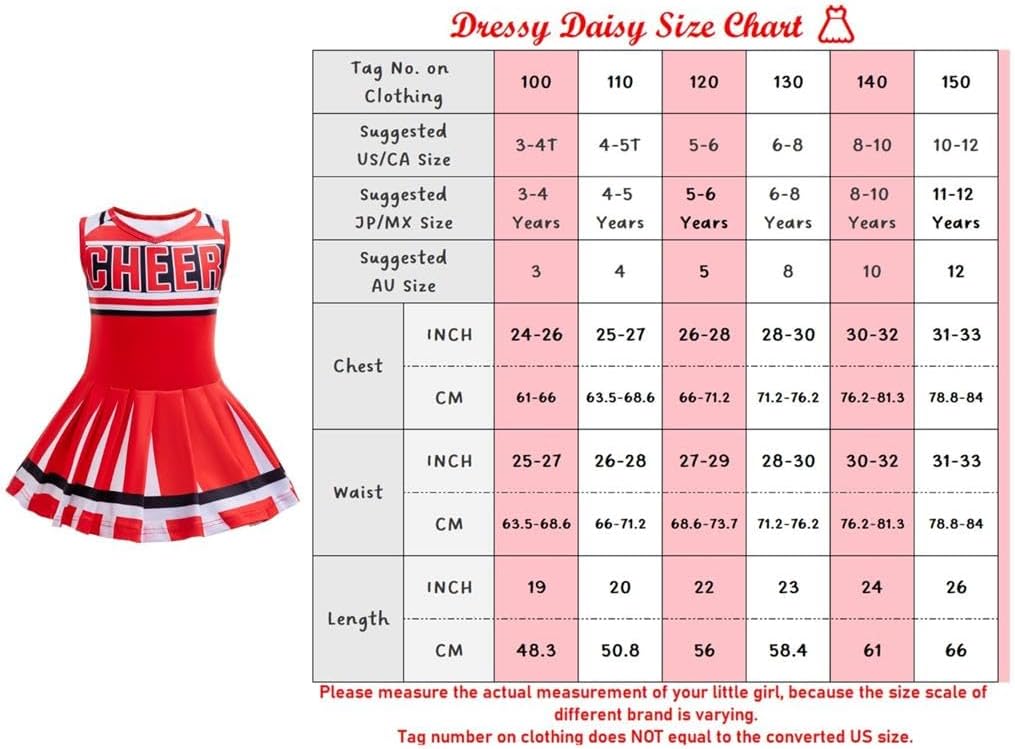 Dressy Daisy Girls Cheerleader Cheerleading Halloween Cheer Costume Dress Up Outfit Uniform with Poms Poms and Socks