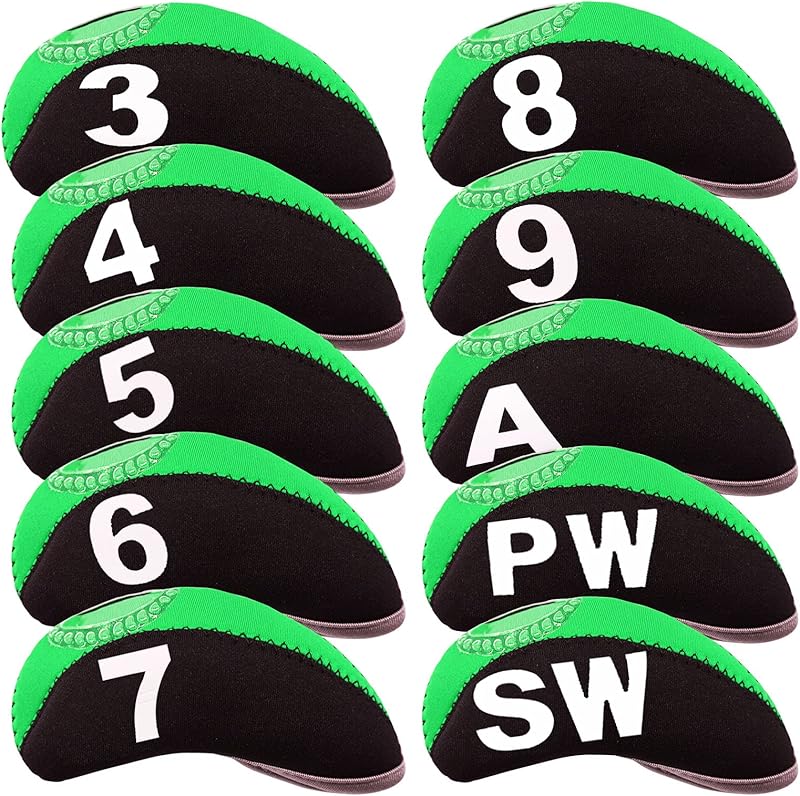 Golf Club Covers Set for Irons Neoprene Iron Head Cover Club Protector 10Pcs with/Without Top Window Accessories for Men Women