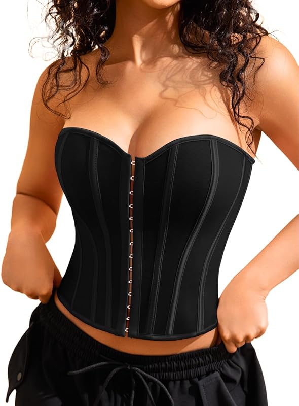 Sexy Strapless Corset For Women, Lace Up Backless Crop Tube, Going Out Bandeau Top