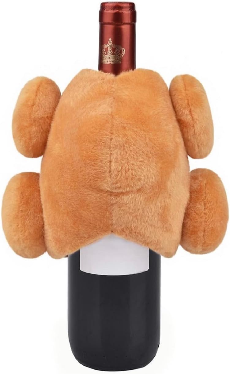 Celebrate Fall Together Dinner Turkey Wine Bottle Cover, Brown, 8inchH x 4inchW x 7inchL