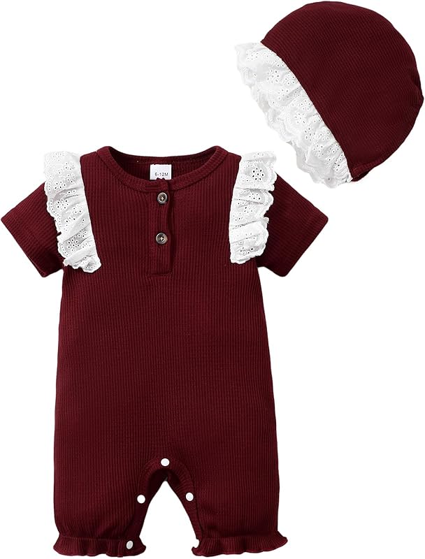 SUNNY PIGGY Newborn Baby Girl Clothes Baby Girl One Piece Romper Fall Winter Long Sleeve with Hat Sets Cute Infant Outfits