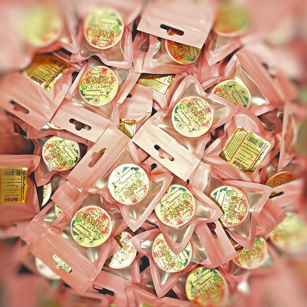 ROSE Perfume - Eau de Parfum - Solid Balm - Natural Essential Oils Aromatherapy Fragrance (Tea Rose, De Mai, Otto, Rosa Damascena, Centifolia, Gardenia) Travel Size, Party Guest Favors Gifts - 0.5oz