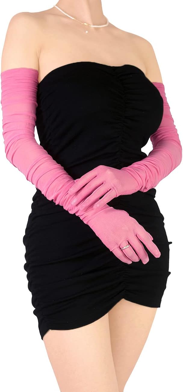 Women's Sexy Sheer Gloves Mesh Tulle Super Long Gloves Opera Christmas Costume Party Dance Glove