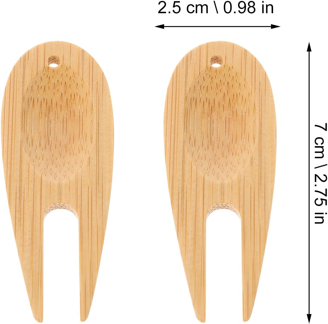 Kisangel 75 Pcs Green Bamboo Fork Golf Divot Fixer Marker Tool Golfing Divot Tool Guitar Clock Golf Divot Tool Golfs Divot Fork Wood Tools Divot Fixer Ball Marker Repair Organizer