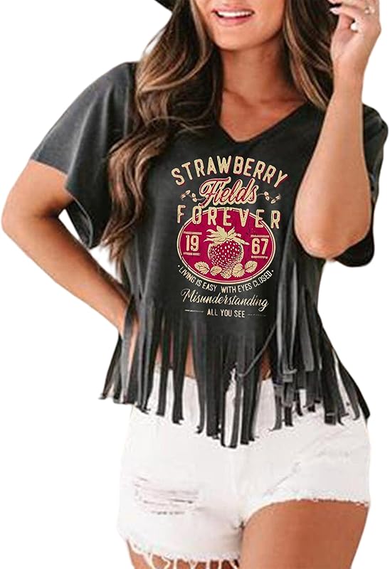 Nashville Tshirt for Women Country Concert Fringe Tops Country Music Shirts Short Sleeve Cowgirl Graphic Tees