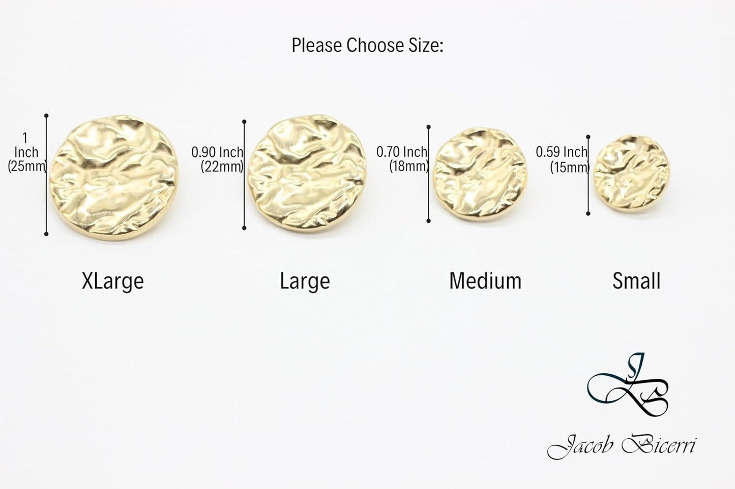 Wrinkle Gold Metal Shank Buttons - 12 Pcs - 4 Size Options - Luxury Wrinkle Round Wave Metal Shank Buttons for Men Women Blazer Coat Uniform Shirt Suit and Jacket Sewing Craft DIY G4230…