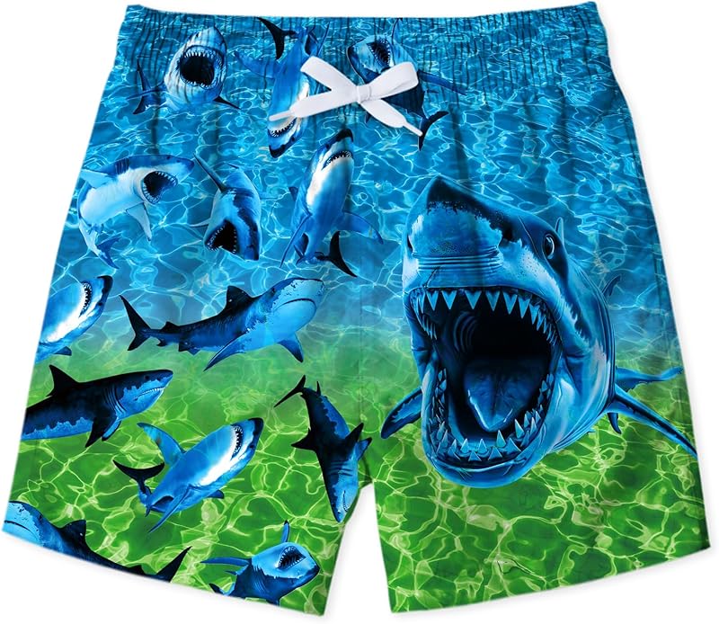 uideazone Boys Swim Trunks 3D Funny Print Surfing Board Shorts Quick Dry UPF 50+ Swimsuit Beachwear with Mesh Lining 2-12T