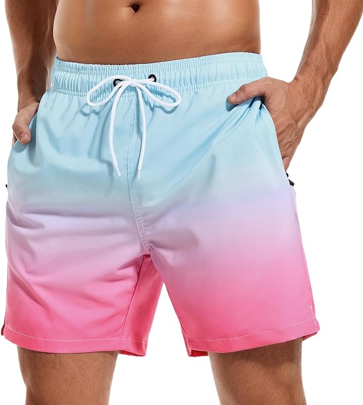 SILKWORLD Men's Swim Trunks Quick Dry Beach Shorts with Pockets