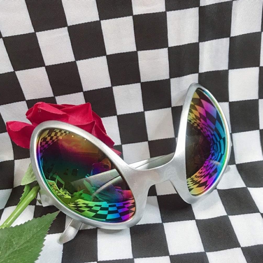 NUOBESTY 2Pcs Alien Glasses Sliver Plastic Alien Sunglasses Alien Eyeglasses Alien Costume Accessories for Halloween Party Favors Green Glasses