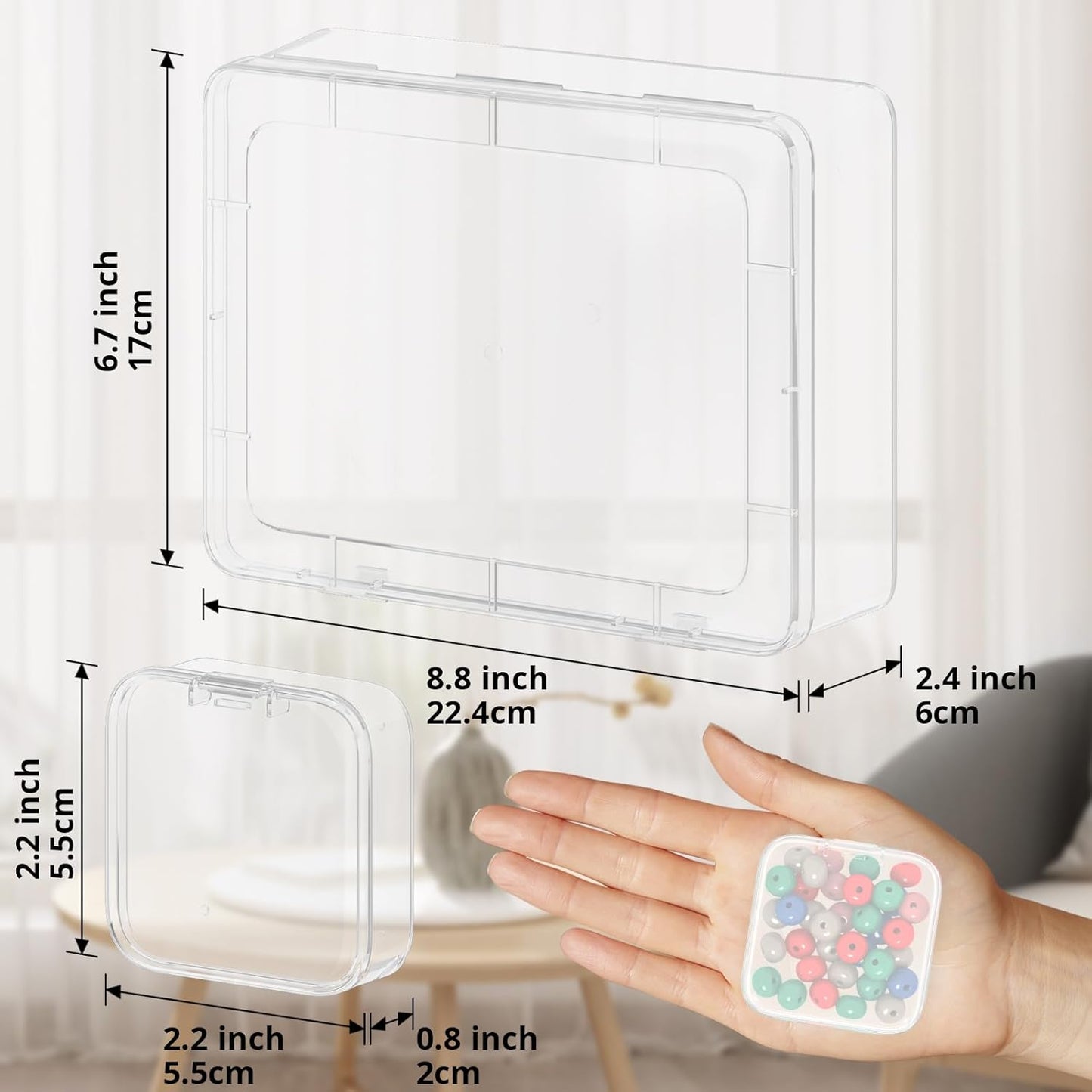 Mathtoxyz Bead Organizer Box, 62Pcs Small Bead Organizers and Storage Plastic Cases Mini Clear Bead Storage Containers Boxes with Hinged Lid and Rectangle for Bracelet Making DIY Jewelry Craft Nail