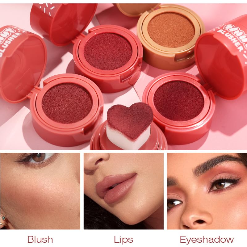 Liquid Blush with Heart Shaped Applicator, Natural Long Lasting, Light and Airy Makeup for Women (2), Pink