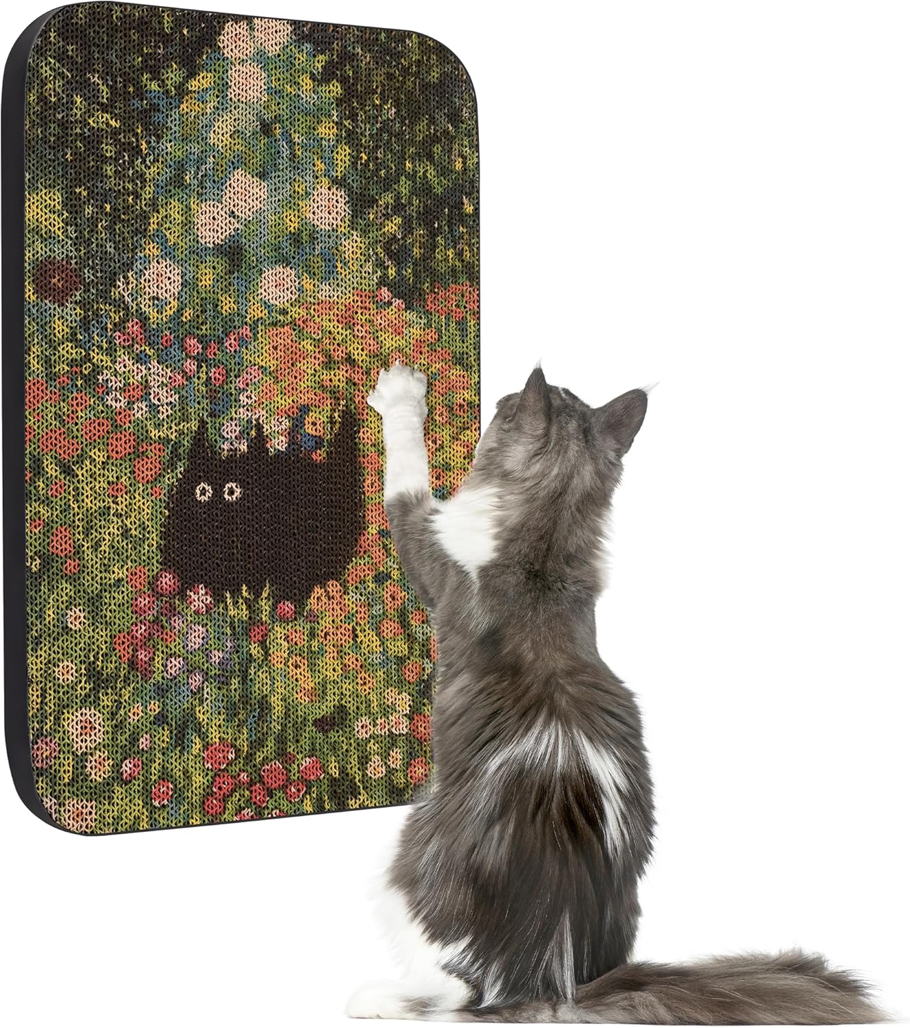 Art Cat Wall-Mountable Scratching Board 16.7x11x1 Inch Cat Wall Scratch Pad and Scratcher for Indoor Cats Furniture Protector(Flower Garden)