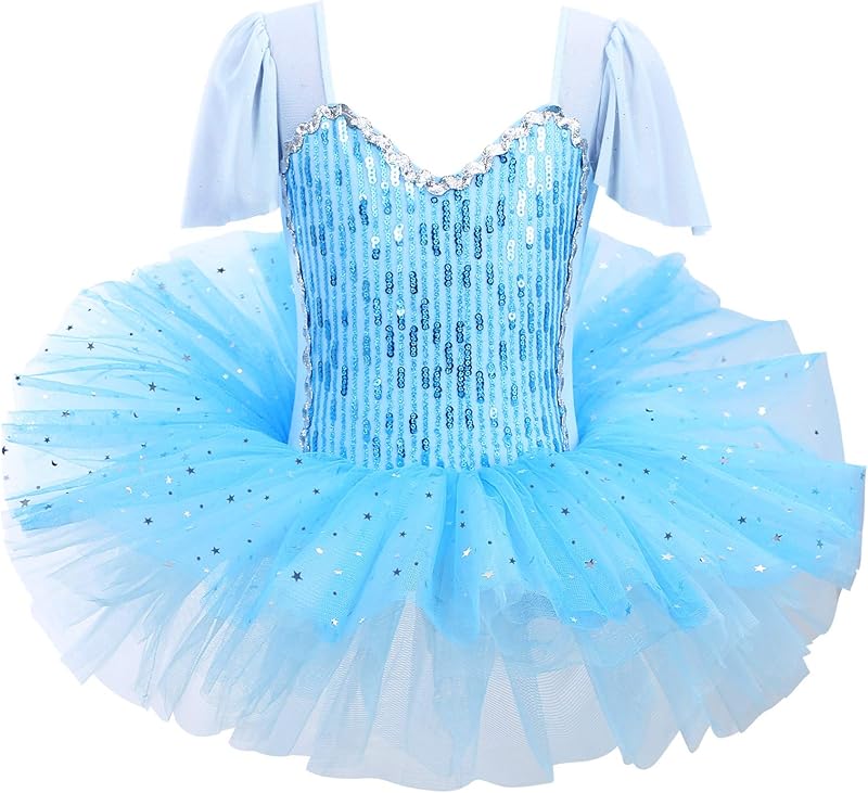 ZNYUNE Girls Kids Ballet Dress Princess Sparkly Ballet Leotards Tutu Girls Dancewear Costume