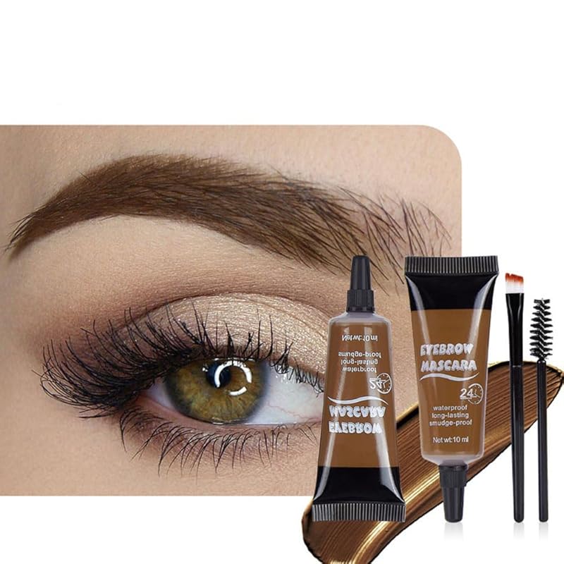 Tinted Thickening Eyebrow Mascara with Two Eyebrow Brushes,Brow Fast Sculpt,Waterproof,Transfer-proof,Eyebrow Tinting Kit- Cruelty Free - Light Medium Brown (1 Pack) (1Pc 01#Brown)